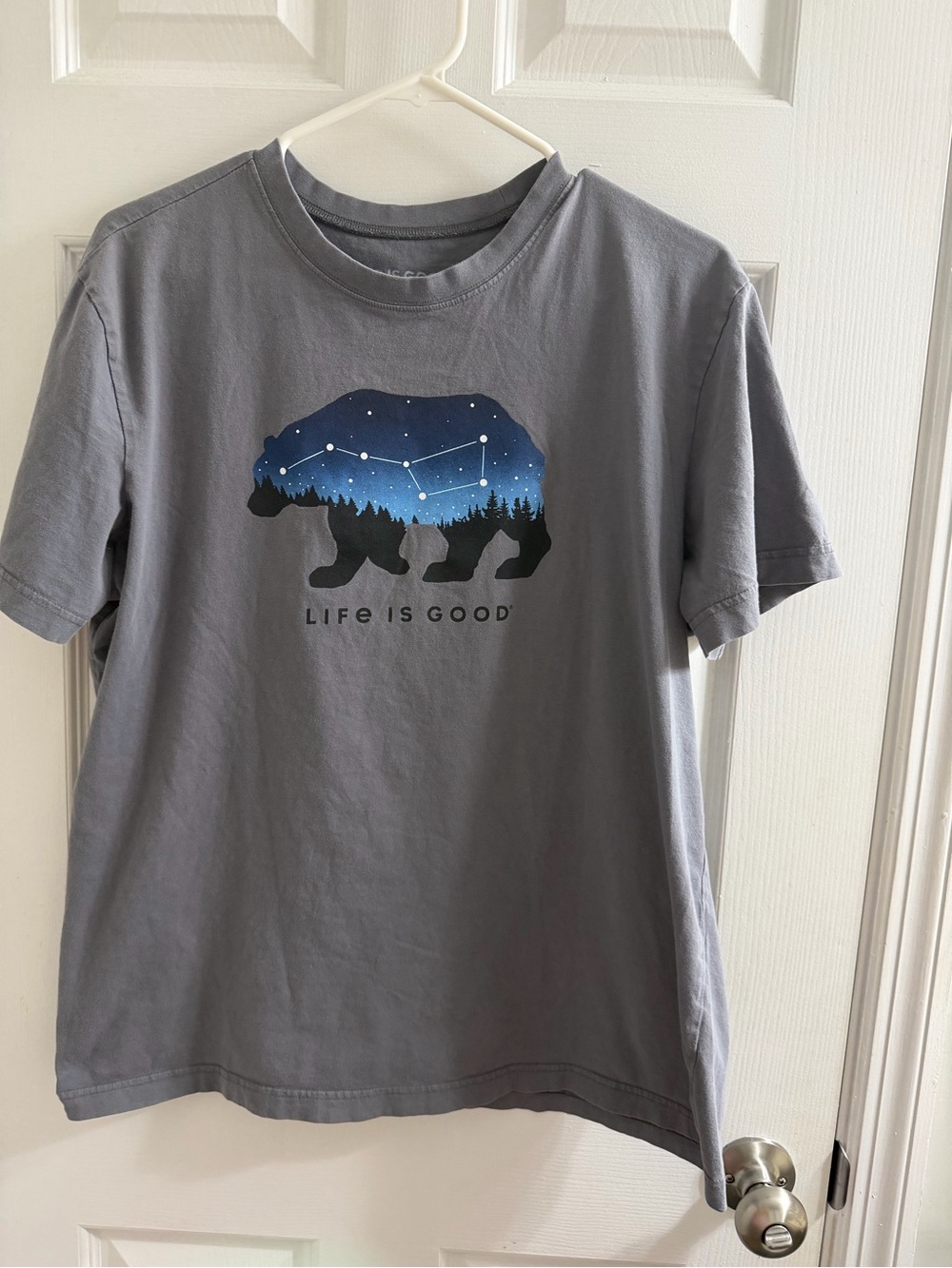 Life Is Good Gray Bear Constellation T-Shirt Large L